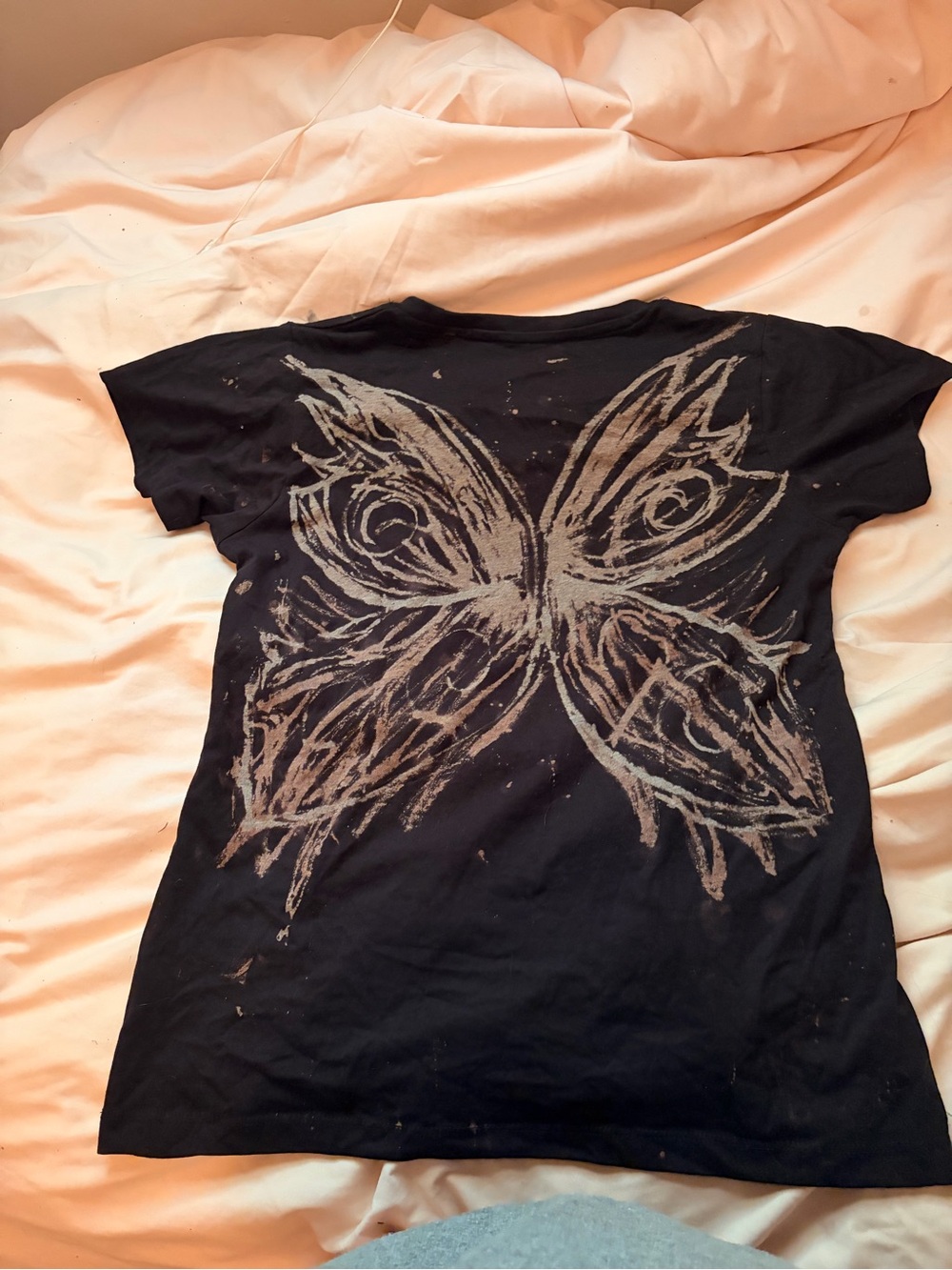 Handmade butterfly wing bleach t shirt